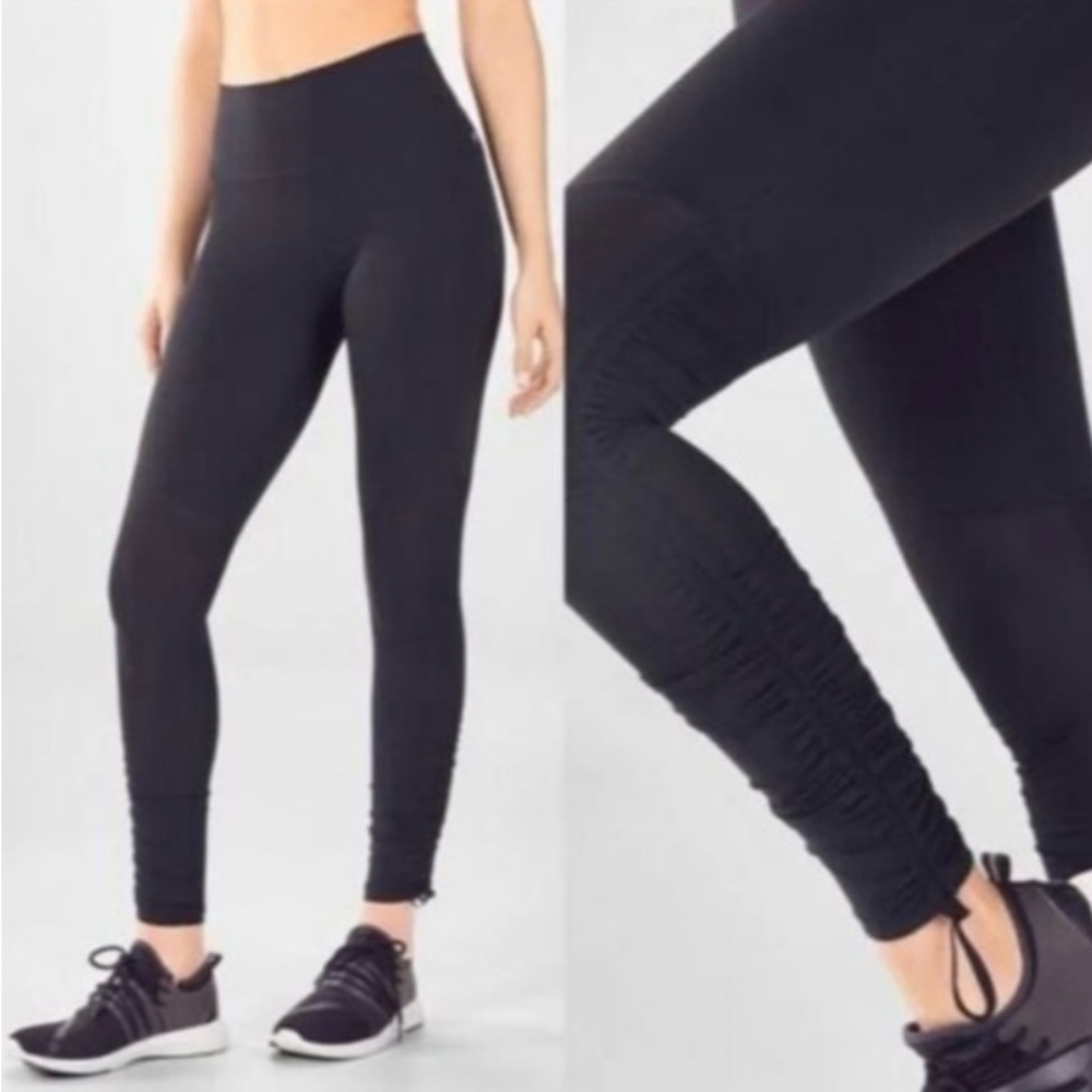 Fabletics Cachel Women’s Sz L Black PureLuxe Foldover Ruched Leggings